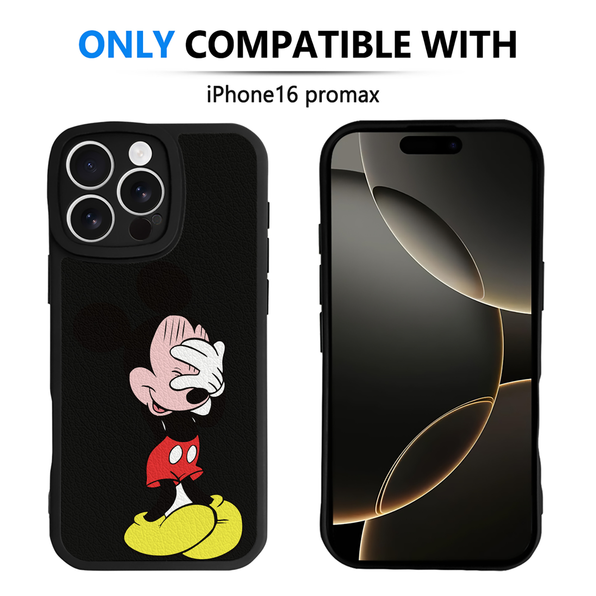 （画像用） ミッキーマウス Mickey Mouse 【iPhone 16シリーズ対応】シリコンスマホケース（レザー調） 材質：シリコン